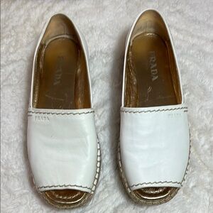 Prada White Leather Loafers